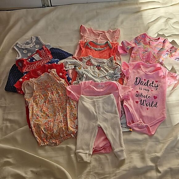 Carter's Baby Girl Oncies Bundle Of 12 Lot 6-9 Months - Picture 2 of 12